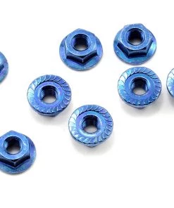 Kyosho 4x4.5mm Steel Flanged Nut (Blue) (8)
