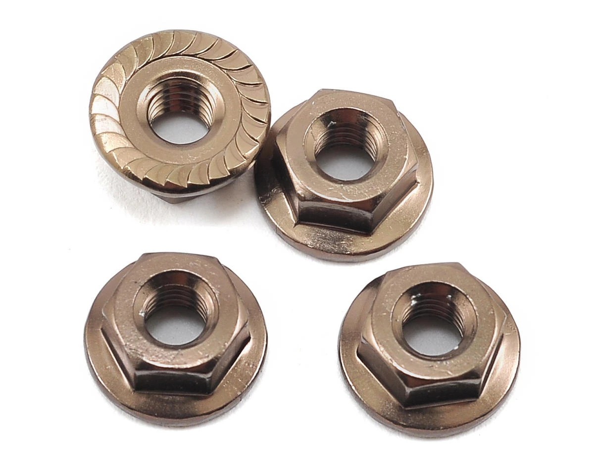 Kyosho 4x4.5mm Aluminum Flanged Locknut (Gun Metal) (4) 3 Kyosho 4x4.5mm Aluminum Flanged Locknut (Gun Metal) (4)