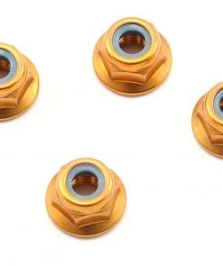 Kyosho 4x4.5mm Aluminum Flanged Locknut (Gold) (4)