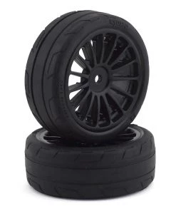 Kyosho Fazer Pre-Mounted Sedan Tires w/15 Spoke Wheels (2) (Black) (12mm Hex)