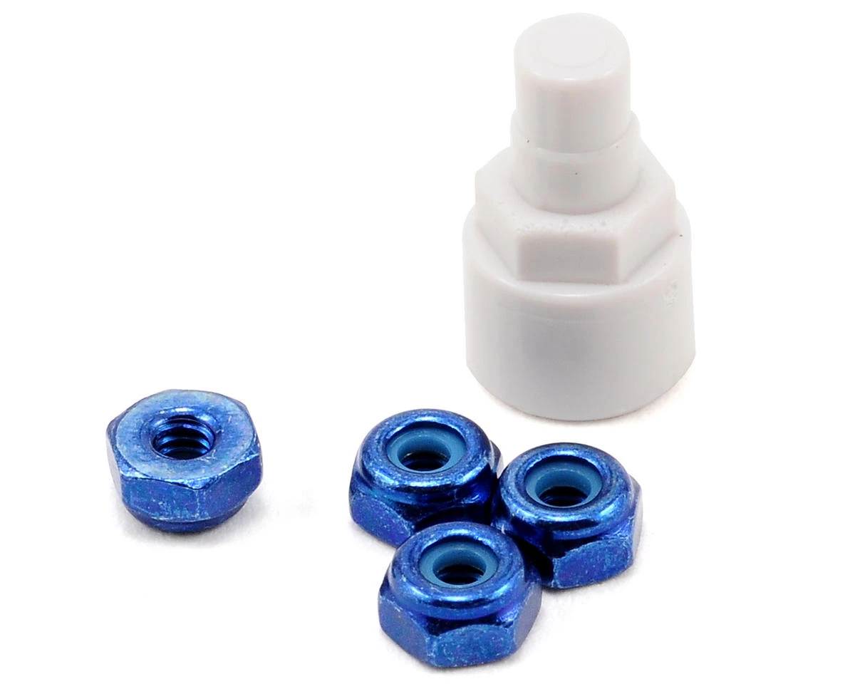 Kyosho Aluminum Wheel Nut Set w/Wrench (Blue) (4) 3 Kyosho Aluminum Wheel Nut Set w/Wrench (Blue) (4)
