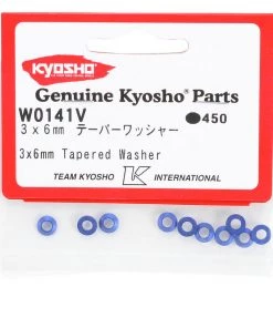 Kyosho 3x6mm Blue Aluminum Tapered Washers (10) -Kyosho sale2022 kyow0141v 1